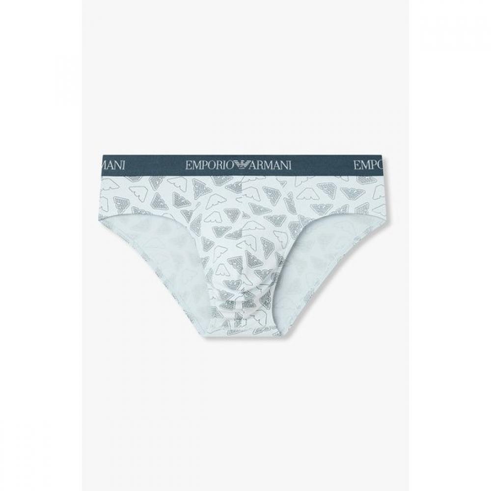 Emporio Armani Men S Outline Logo Pattern Brief  08m6111306 S(95)