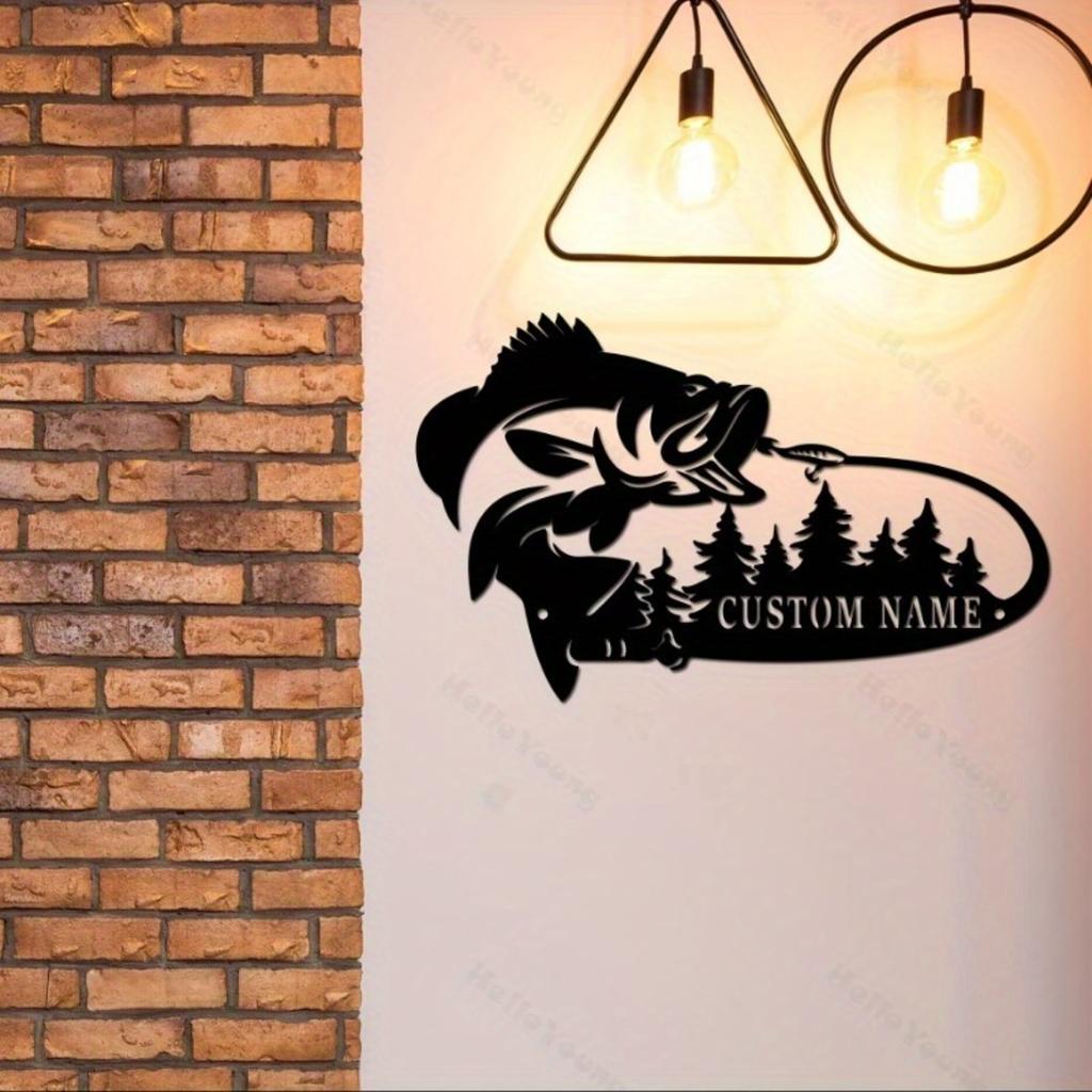 Customizable Metal Sign Fish Silhouette Wall Art Iron Hollow Craft Home Door Decor