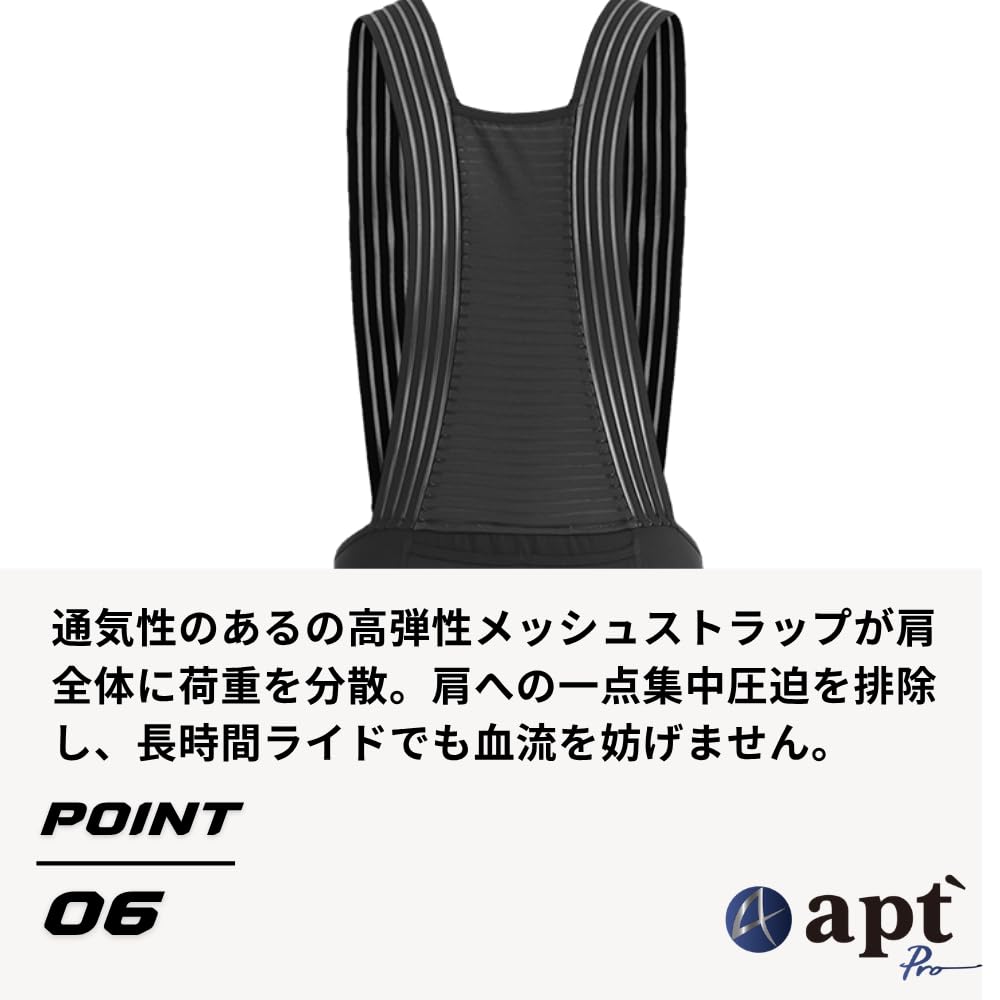 apt'-PRO Men's Summer Bib Shorts, 3D Padded, Sweat-Wicking, Quick-Drying, Breathable, with Pockets (JP, Alphabet, Small, Black)