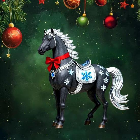 2D Flaches Pferd Auto Hängeornament Acryl Pferd Rückspiegel Anhänger Feiertag Winter Hängezubehör für Weihnachtsbaum Auto Innenraum Wand Fenster