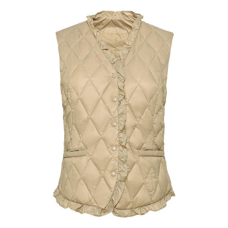 Autumn and Winter Women's 90 Down Light Down V-neck Duck Down Waistcoat Down Jacket