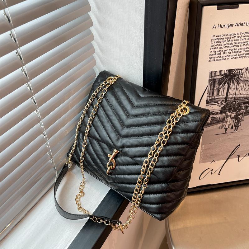 Casual Chain Crossbody Bags For Women Fashion Striped Shoulder Bag Large Capacity Flap Ladies Handbags