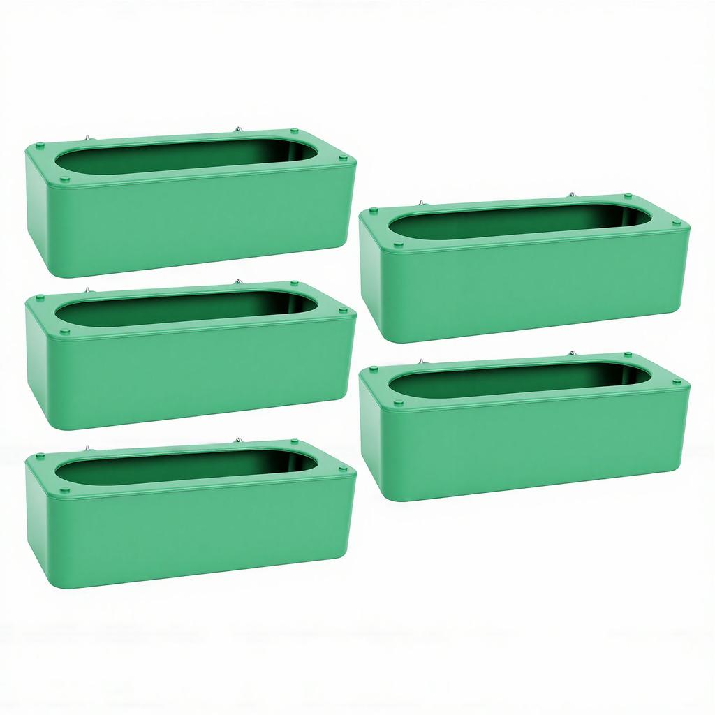 5pcs Bird Cage Feeder Anti Splash Plastic Hanging Food Water Dispenser for Small Pets Parrots Budgies Pigeon Large Green