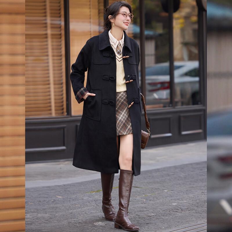 Bailuyu Women's British Style Winter Long Coat with Metal Buckle