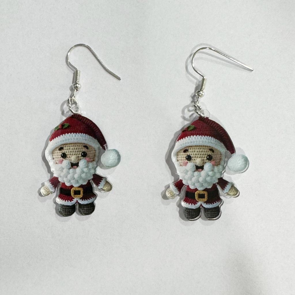 Acrylic Knit-Style Cartoon Dangle Earrings - Christmas Holiday Jewelry Gift for Women