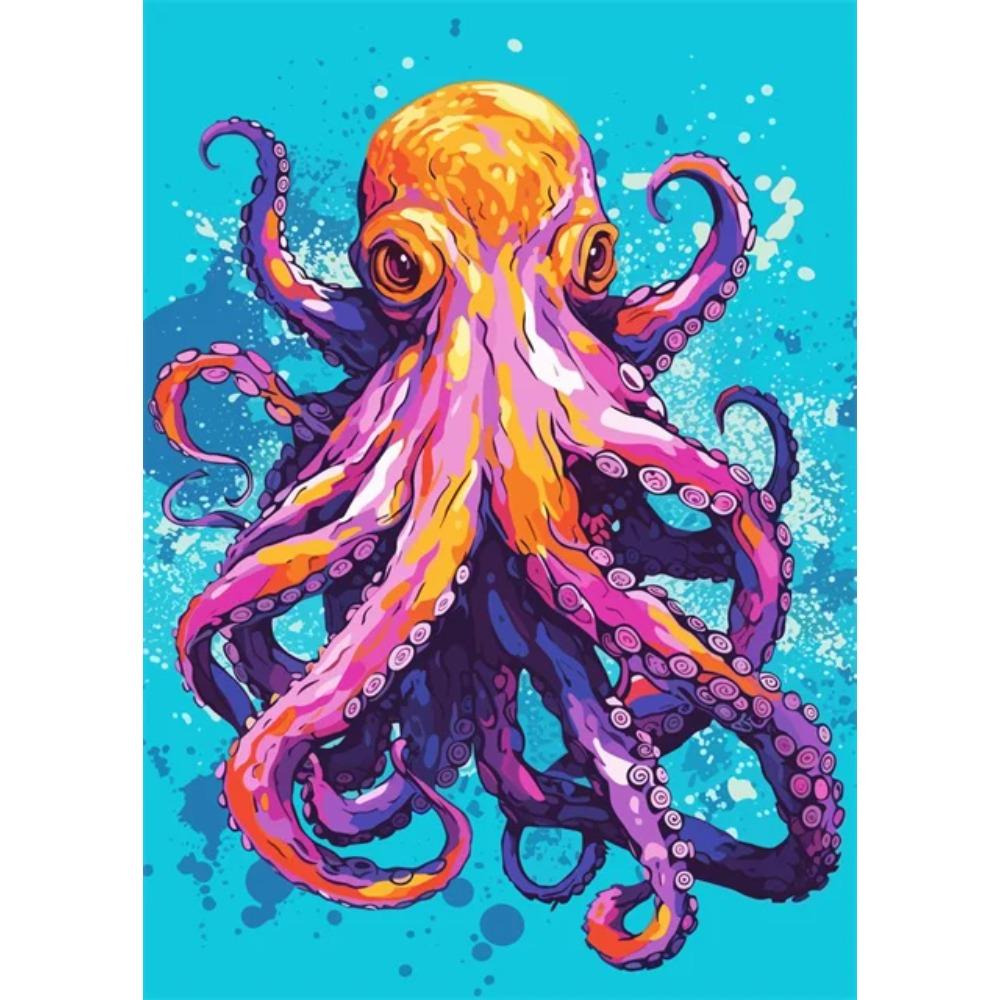 Abstrakt Färgstark Vilda Djur Canvasmålning Bläckfisk Katt Apa Lejon Graffiti Popkonst Målare Väggkonst Väggmålning för Heminredning