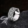 Adjustable Open Ring Men Women Vintage Floral Scroll Motif Plated Hollow Design Boho Retro Statement Jewelry