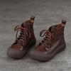 Johnature Retro Women's Ankle Boots Genuine Leather Lace Up Thick Soled Cowhide Short Boots