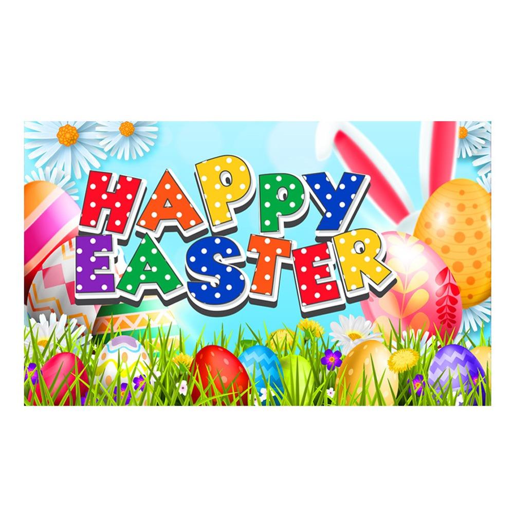 Colorful Bunny Eggs Background Decor 180*110cm Easter Photo Banner Poster Props  Home Party Decor