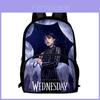 Plecak z nadrukiem Wednesday Addams o dużej pojemności, szkolny plecak z tkaniny Oxford dla nastolatków