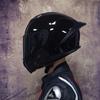 Certified Men's Bluetooth Full-Face Motorcycle Helmet with Trendy Horns for All Seasons.