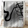 White Bath Curtain With Black Design Print Modern Bathroom Decor Shower Curtain Set For Home Decoration In Grey