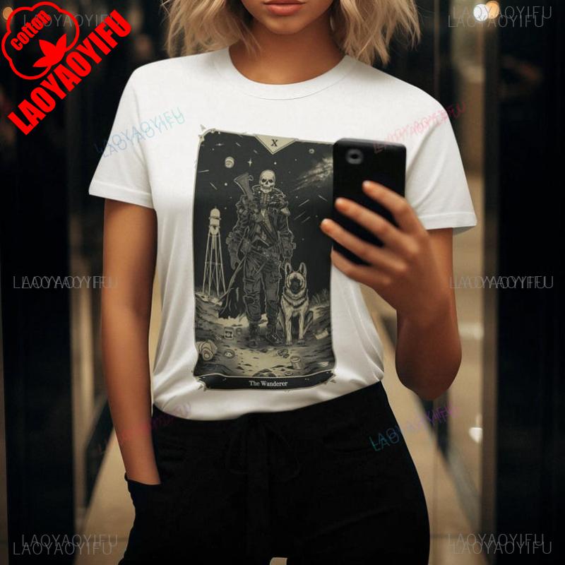 The Wanderer Tarot Card Shirt TV Show Tee Perfect Gift for Video Game Fans Women Clothes Vintage Women Clothes Cotton Tee Tops