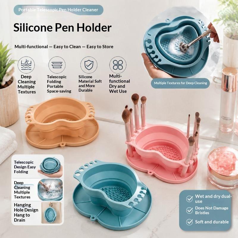Collapsible Silicone Washing Bucket Foldable Portable for Makeup Brushes Paintbrushes Travel Outdoor Painting Activities