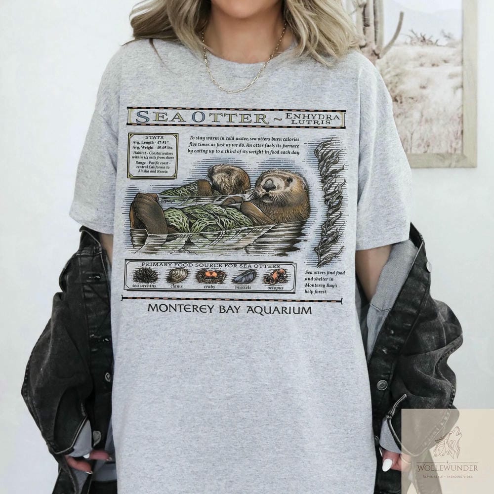 

Vintage Sea Otters Monterey Bay Aquarium Shirt Funny Trendy Sarcasm Quote Shirt Gift For Book Lover Y2K Unisex Shirt Streetwear 4XL