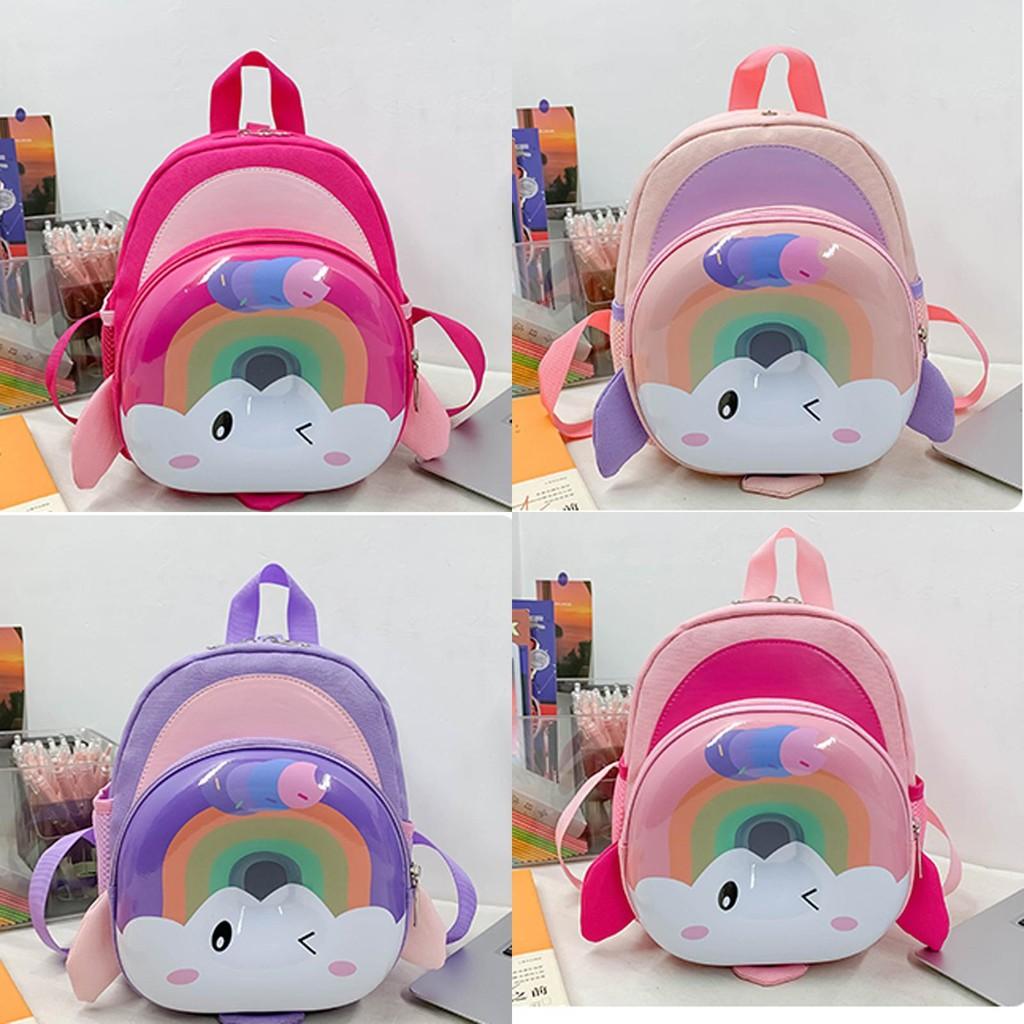 Print Rainbow Elephant Kids Animal Backpack Breathable Nylon Schoolbag Gift Cute