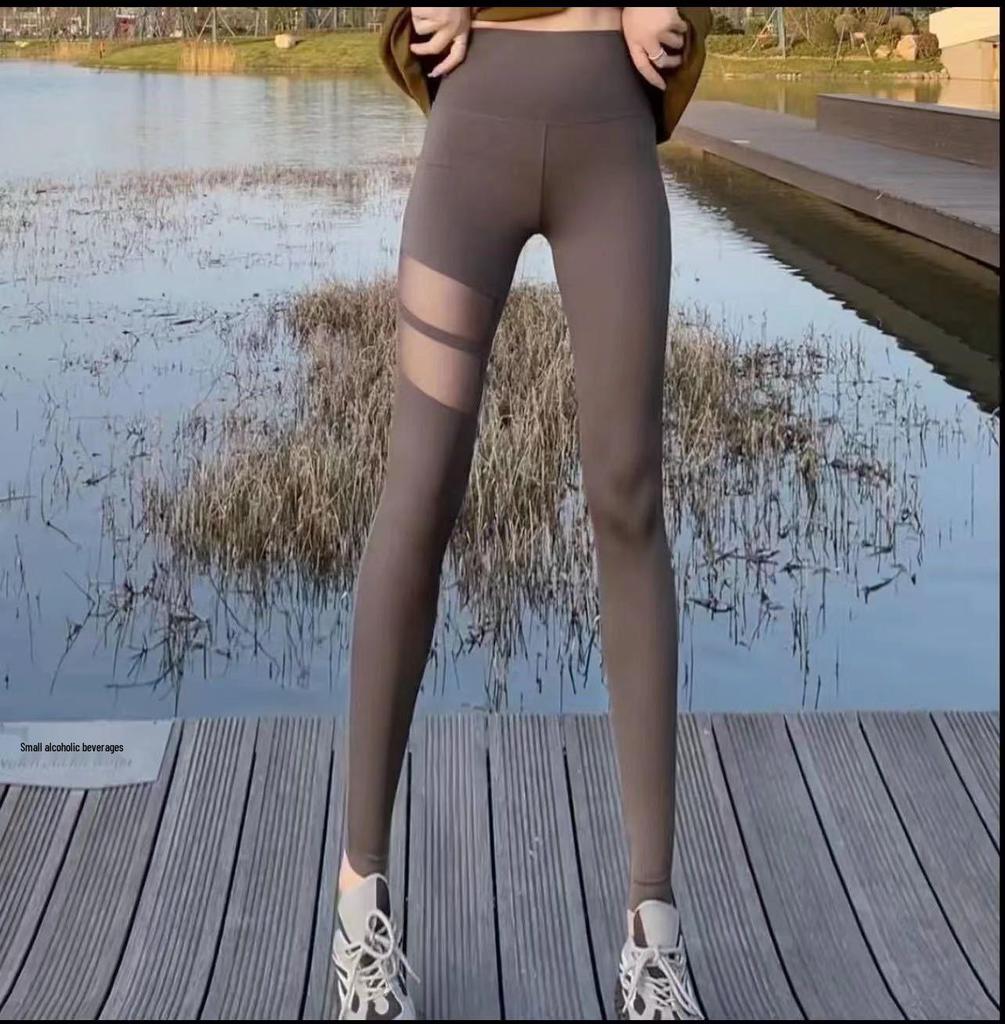 Women's High Waist Mesh Pocket Yoga Leggings - Summer, Spring, and Autumn Tummy Control and Hip-Lifting Pants