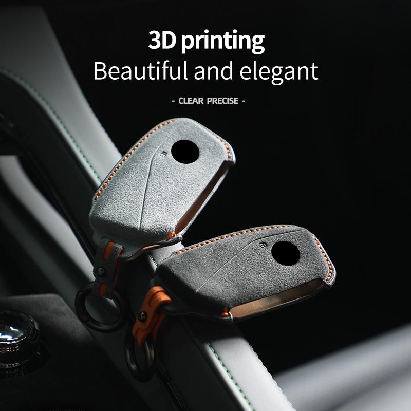 Interior Mouldings Alcantara Car Key Case Cover For BMW Series 7 735 I 740 Li X7 X1 U11 2023 I7 G07 LCI XM Keychain Accessories