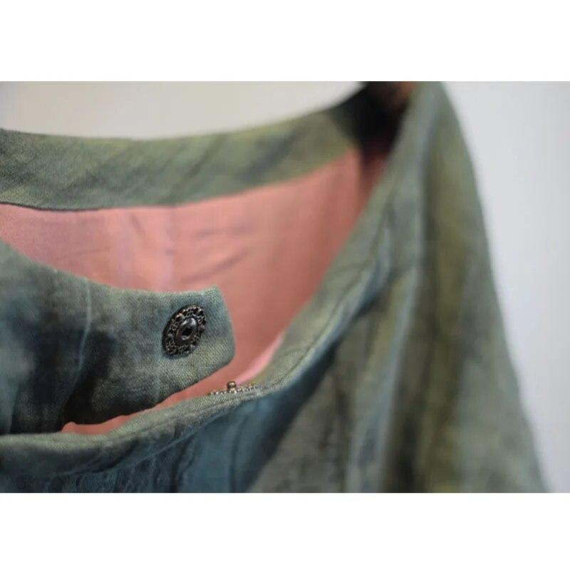 Johnature Povlečení Vintage styl jednobarevné bavlněné oblečení zimní žena s dlouhými rukávy, volné bavlněné oblečení