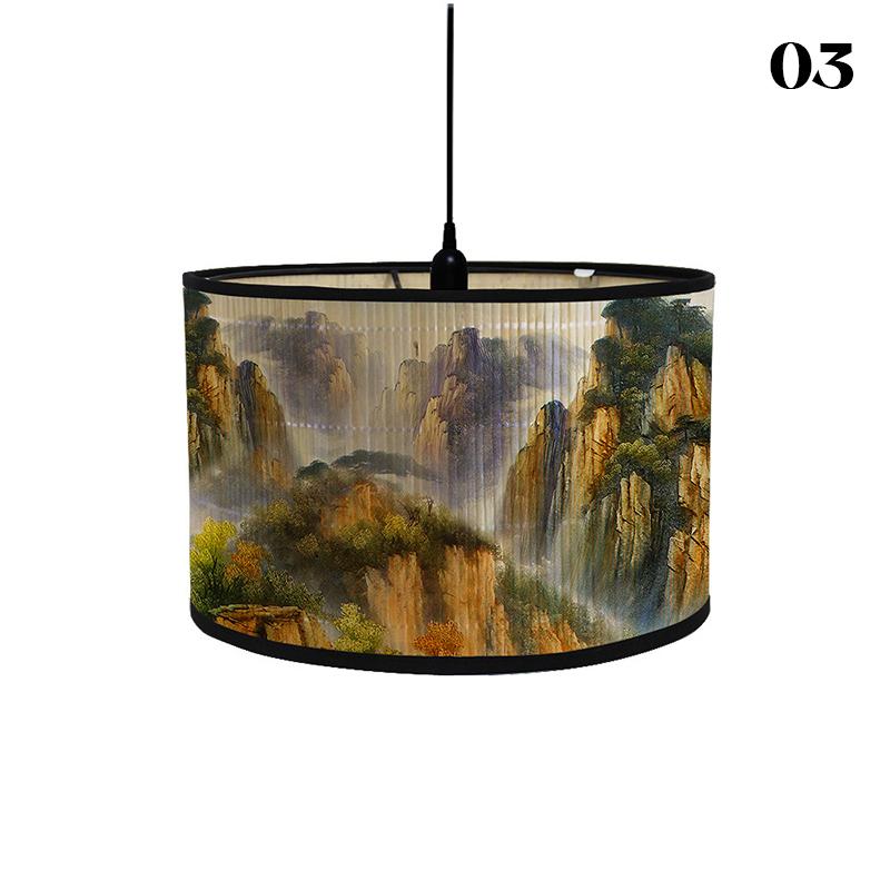 Chinese Retro Style Handmade Bamboo Lamp Shade  Flower Print Lampshade Home Decor Chandelier E27 Lampshade Crafts