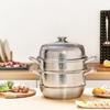 LUVHOO Leo Hammered 28cm 3-Layer 304 Stainless Steel Steamer Pot