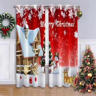 Christmas Tree Pattern Christmas Decor Sunshade Curtains 2 Panel Luxury Living Room Curtains Bedroom Window Room Home Decor