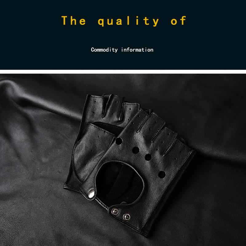 Mens Fingerless Half Finger Driving Fitness Motorcycle Cycling Goatskin  Men Pu Leather Gloves Mittens