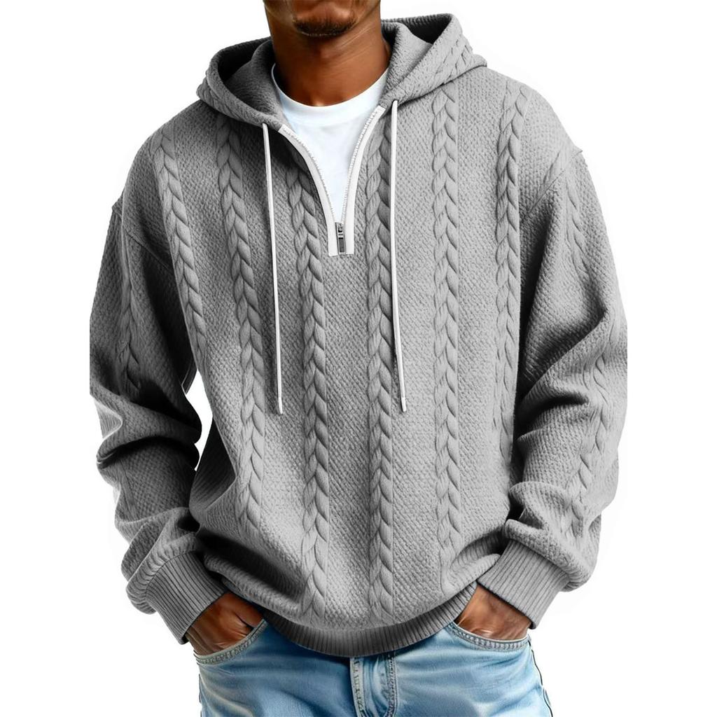 Men's Long Sleeves Leisure Sports Half Zipper Hooded Hood Hoodie