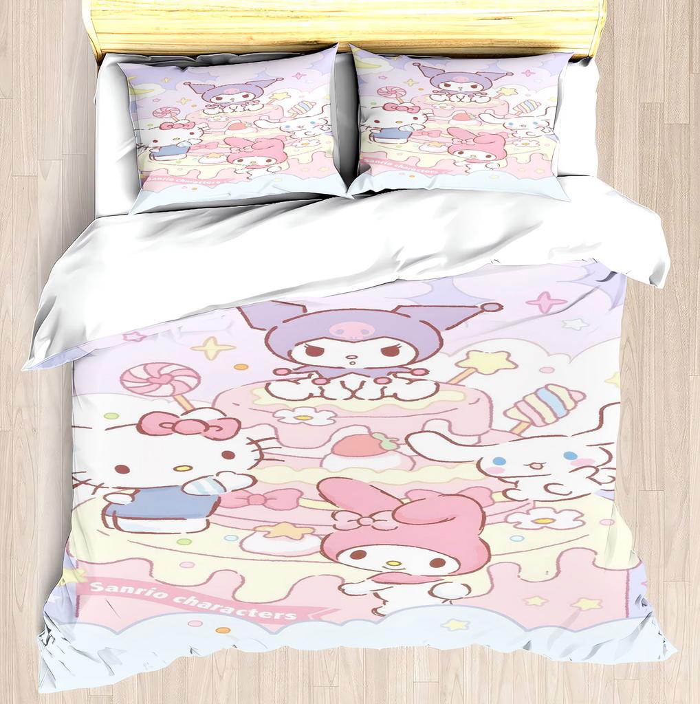 Melody Pink Duvet Cover Set Modern Print Sanrio Cute Children Same Peripheral Mattress Bedding 3 Pcs