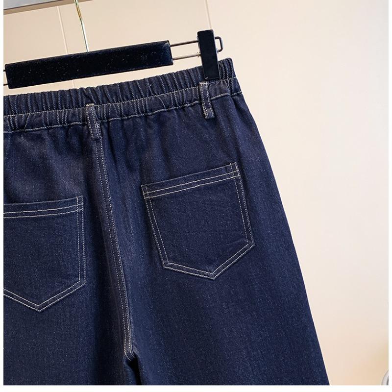 DIMANAF 2025 Outono Inverno Jeans Tamanho Grande Espessos com Forro Novo Mulheres Azul Vintage Algodão Denim Calças Compridas