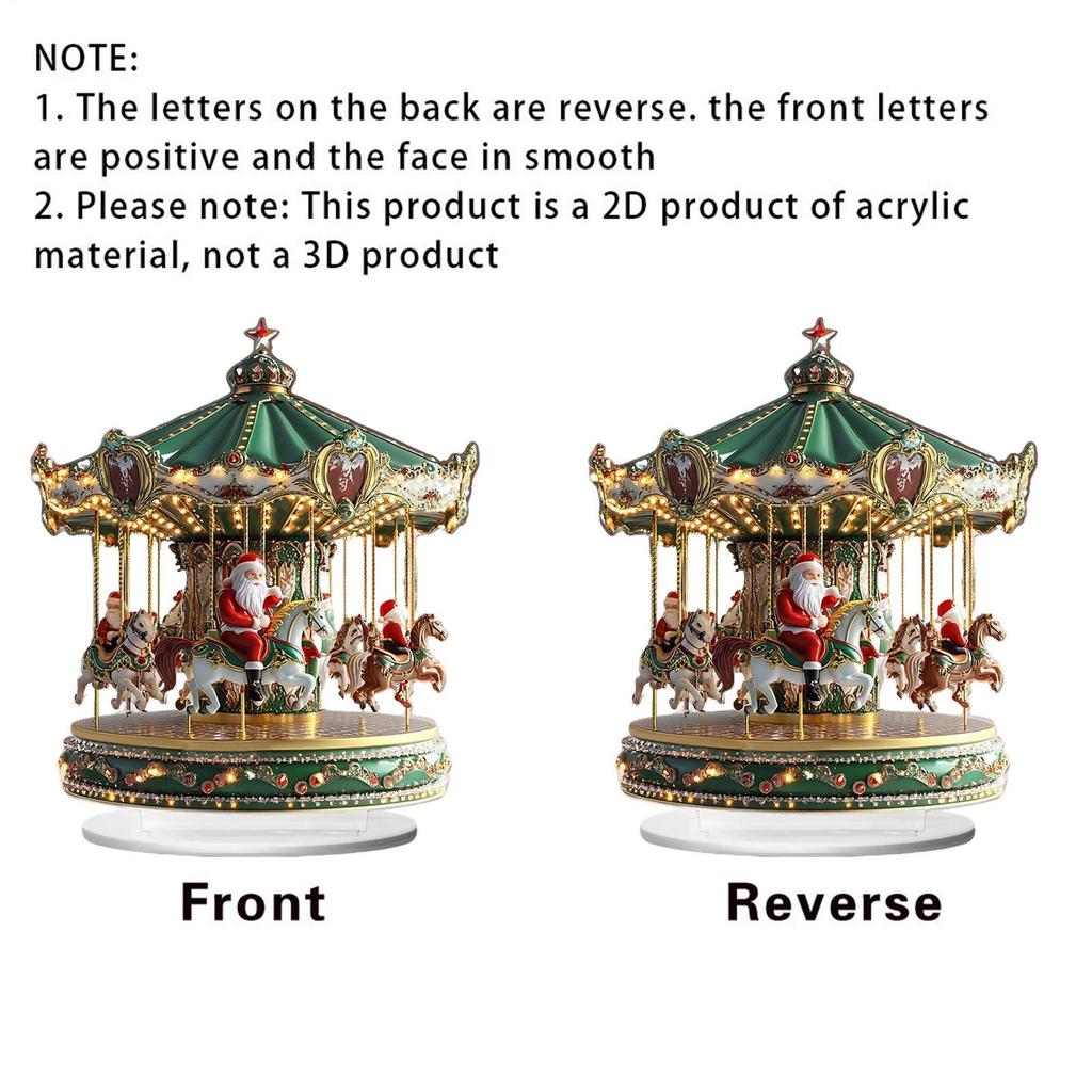 2D Acrylic Carousel Decorative Ornament Novel Christmas Home Decorations 2025 Xmas Navidad 2026 New Year Party Supplies