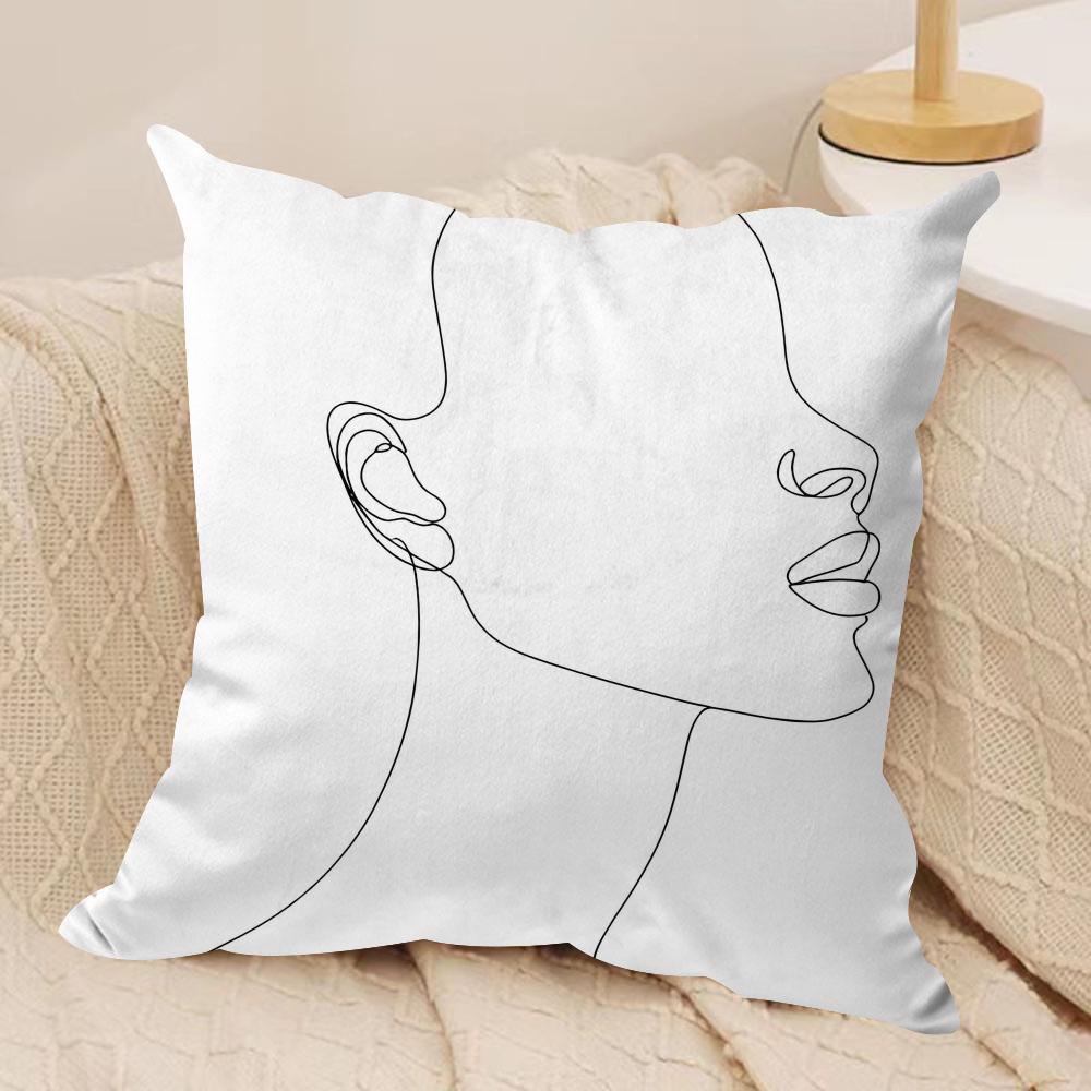 Line Woman Cushion Cover Soft Plush Throw Pillow Cushion CoverDoubleSided Printed Decorative Case for Sofa Decor