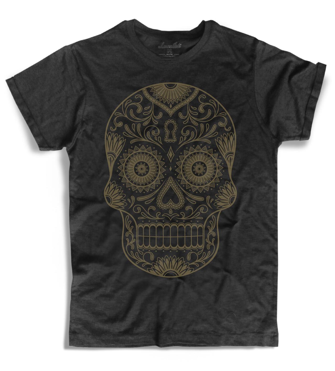 Black Mexican Skull Mexican Skull Tattoo Vintage T-Shirt- Unisex T-Shirt XXXL