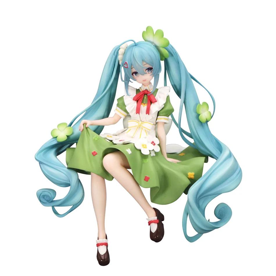 Durable New Anime Hatsune Miku Figure Sexy Character Ornaments White Pink Chair Kawaii Car Decoration Collectible Model Gift