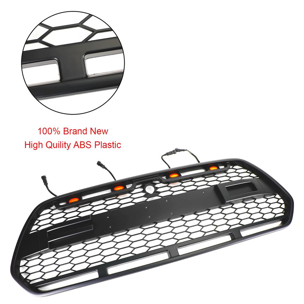 Matt Svart Främre Stötfångargrill med LED passar för Ford Transit MK8 2015-2018 Raptor