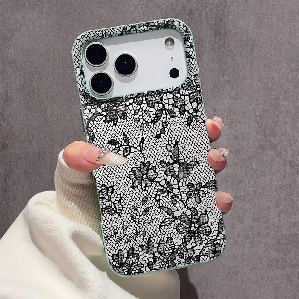 Lace Style Cool Girl Phone Case For iPhone 17 Pro Max 16 Pro 15 14 11 13 12 11 16E 17Air XR XS Lychee Textur Soft Cover