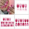 24pcs Short Press On Nails With Heart Flame Designs Acrylic False nail For Women And Girls Easy To Apply And Remove