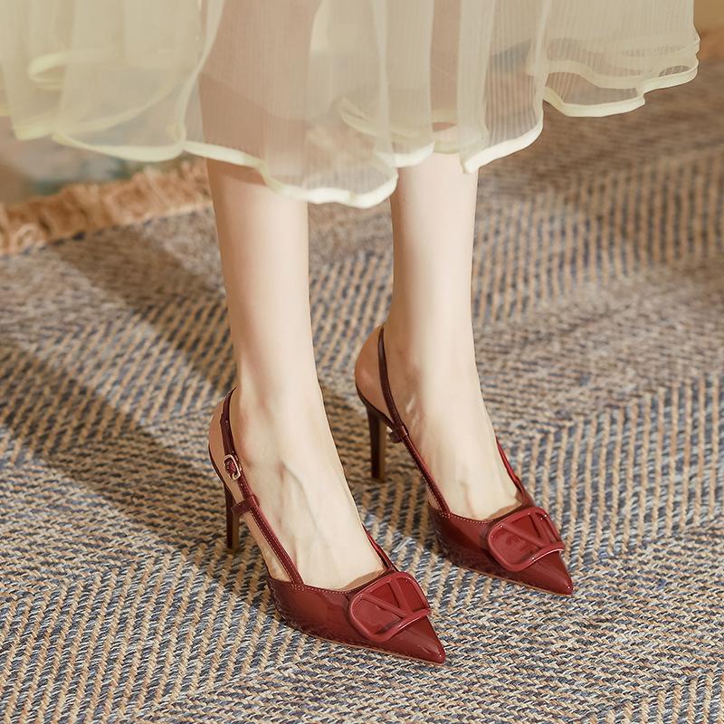 Pointed Sandals Women's Fashion Huizhou Women's Shoes Genuine Leather Spring Women's High Heels Women's Shoes 2025 Spring and Summer Shoes