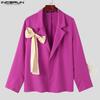INCERUN Herren Blazer mit Revers und langen Ärmeln und einem Knopf, lässiger Anzugmantel mit Schleife