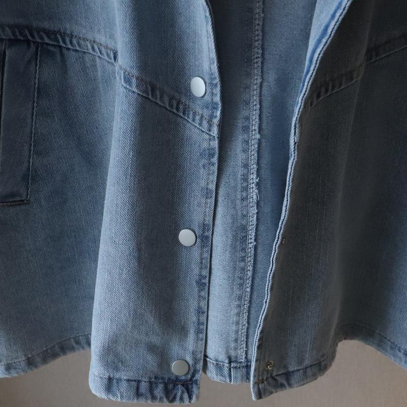 2025 Spring/Summer Women's Korean-Style Loose Casual Hooded Denim Vest Jacket