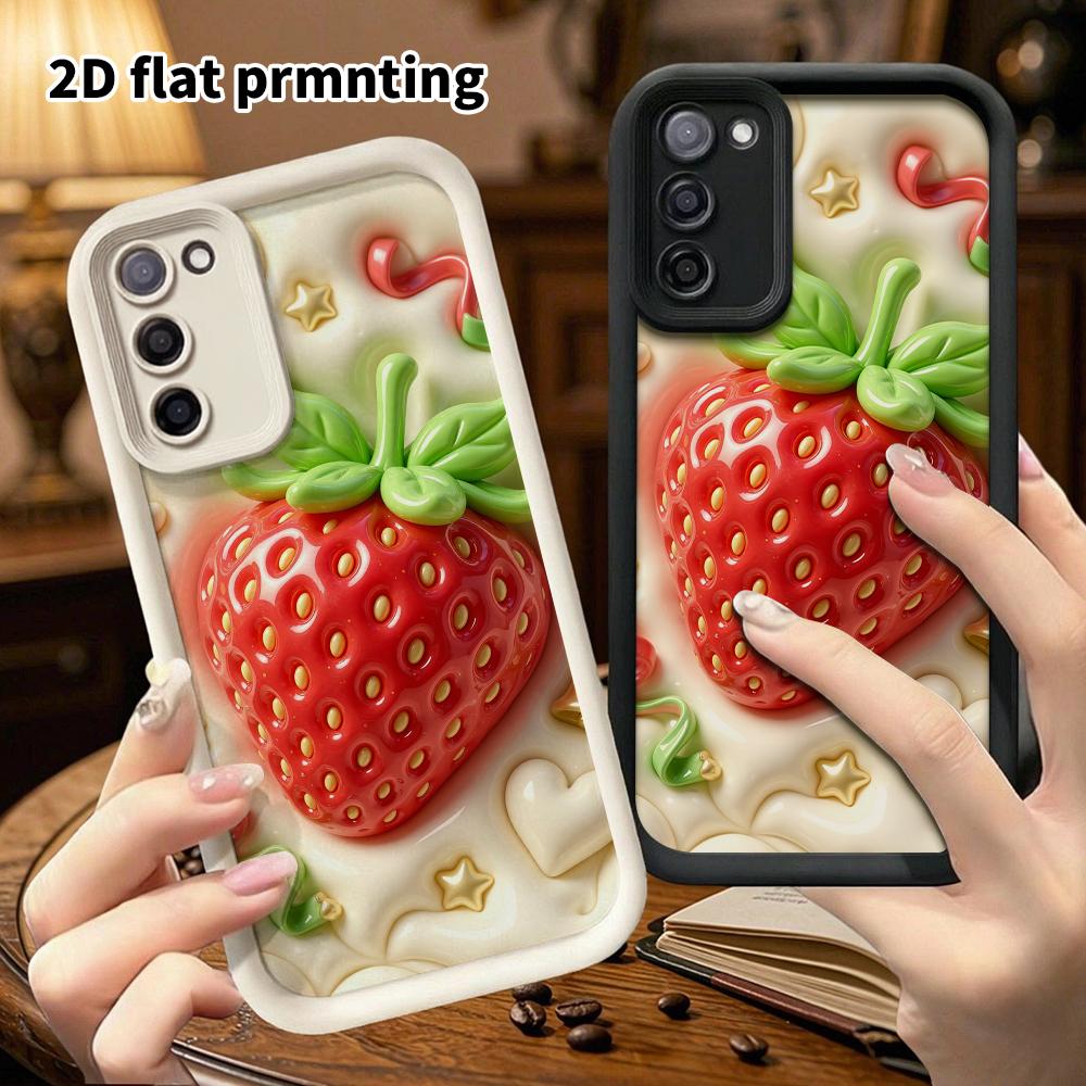 Phone Case: 2D Flat, Suitable for Samsung Galaxy A34 A35 M05 M06 S20 S22 S21 FE Plus 5G Protective Case, Big Strawberry, Perfect Christmas and Hallowe