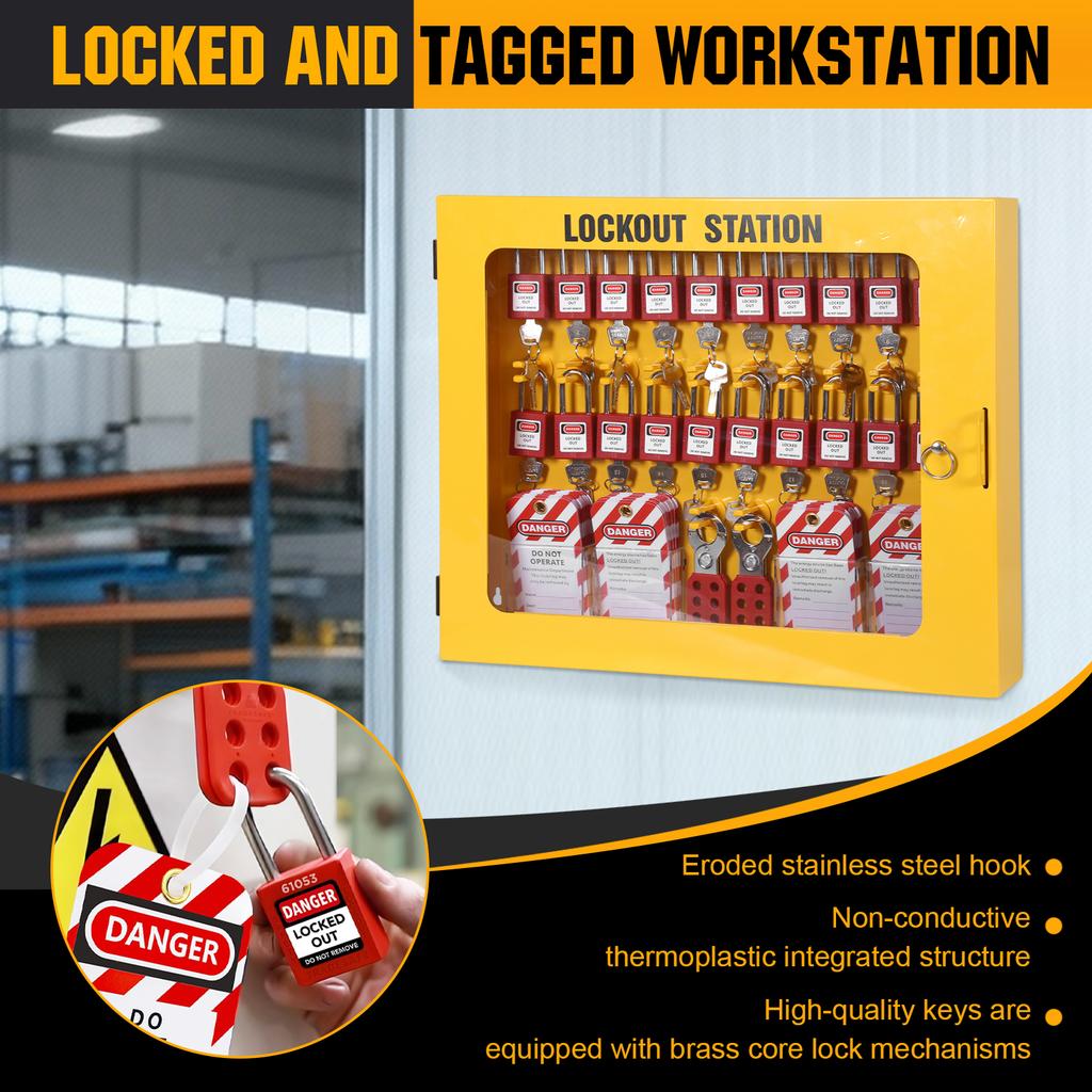 Security Lockout Tagout Station Portable Metal Lockout Storage Box for Lockout Safety Equipment Industrial Use