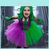 Halloween Coringa Role Play Menina Vestido Verde Conjunto de Luvas Para Festa