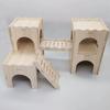 Wooden Multi-Room Hamster House with Bridge, Platform, and Ladder for Hedgehogs and Small Animals
