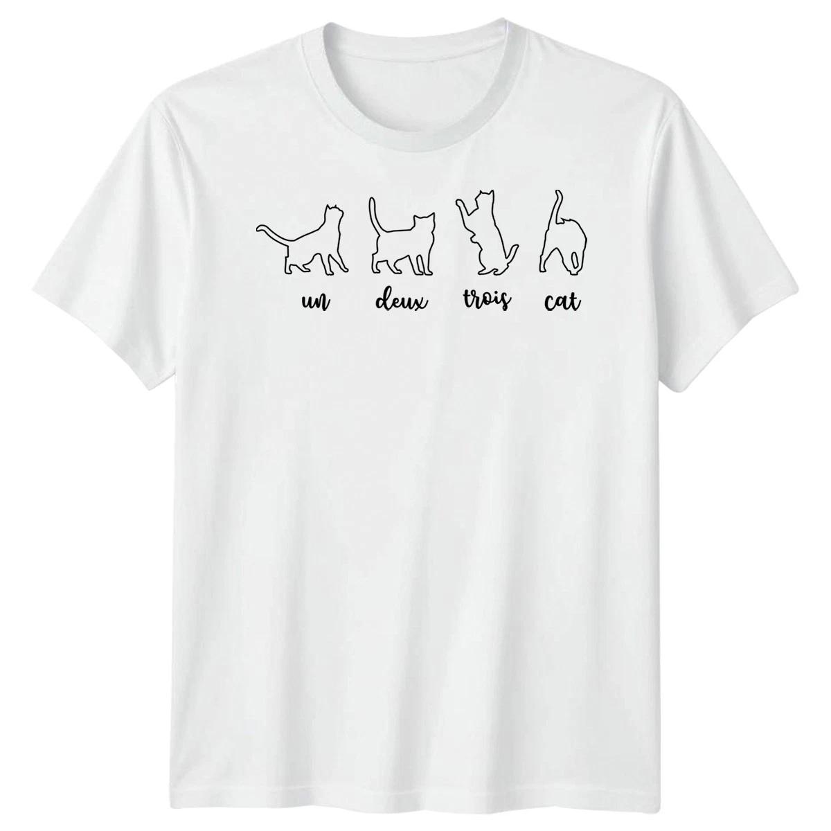 

Un Deux Trois Cat T-Shirt Funny Meme Gift Vintage Style Men Women Gamer Tee 3XL