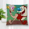 Hot Sale Custom Decorative Pillowcase Ren and Stimpy Cartoon Square Zippered Pillow Cover Best Nice Gift 40x40cm