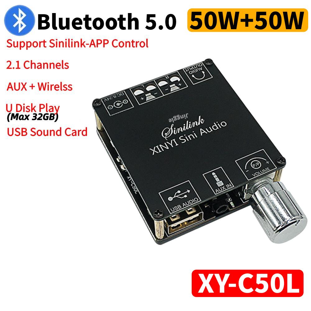 

1/2PCS MT21 Плата усилителя сабвуфера Bluetooth 5.0 50WX2+100W 2.1-канальный усилитель мощности аудио стерео тон бас AMP AUX 12V24V