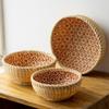 Handmade Hand Woven Basket Round Pantry Bread Organizer Durable Bamboo Storage Basket  Office