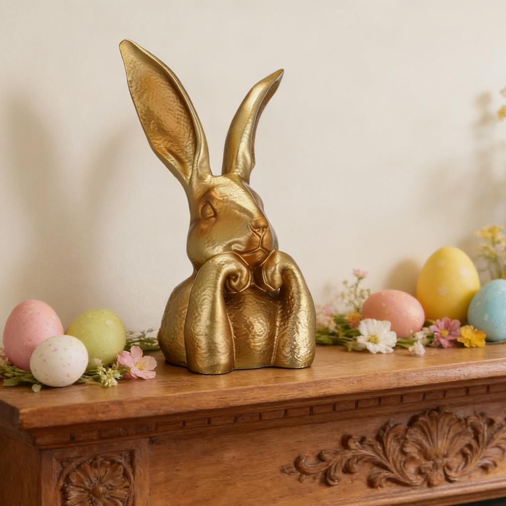 8In Spring Rabbits Easter Decoration Easter Table Centerpiece Decorative Bunny Sculpture Collectibles Gift for Home Indoor