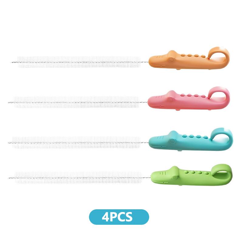 

5/4Pcs Drinking Straw Cleaning Brush Baby Bottle Straw Tube Pipe Cleaner Home Nylon Stainless Steel Long Handle Cleaning Brushes 4